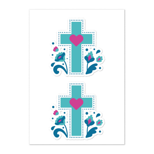Cross With Flowers Sticker Sheet