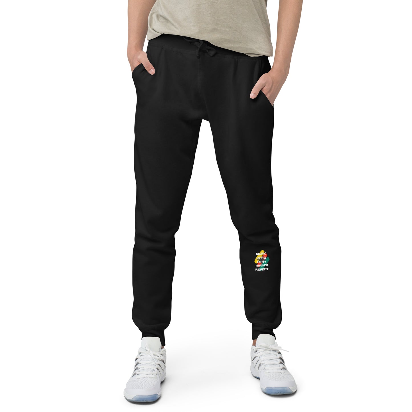 Work Hard Pray Harder Repeat Unisex Fleece Sweatpants, Faith-based Sweatpants, Religious Sweatpants, Spiritual Sweatpants