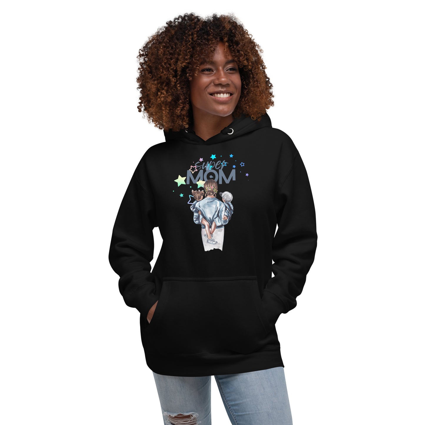 Super Mom With Kids Unisex Hoodie, Gifts for Moms, Mother's Day Gifts, Gifts for Mothers