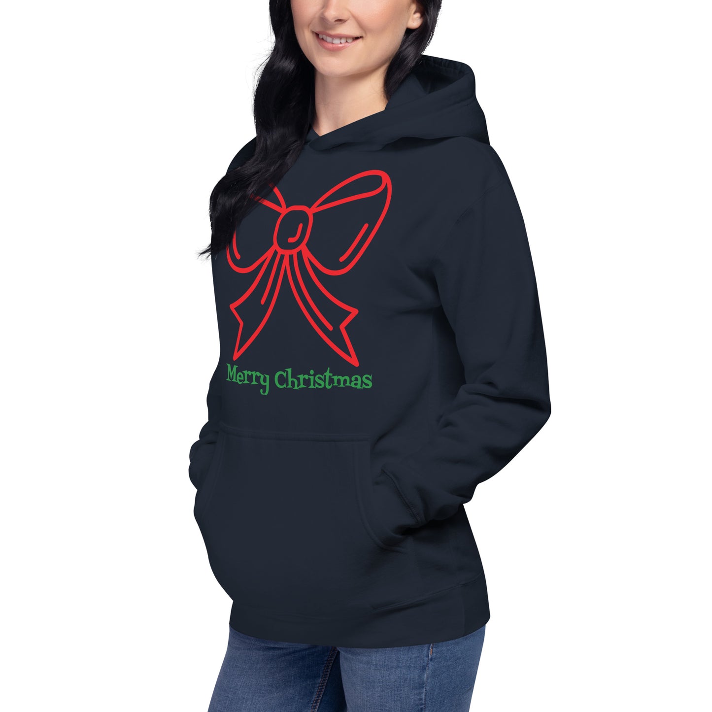 Merry Christmas Red Bow Unisex Hoodie, Christmas Gifts, Christmas Sweater, Christmas Hoodie, Christmas clothes