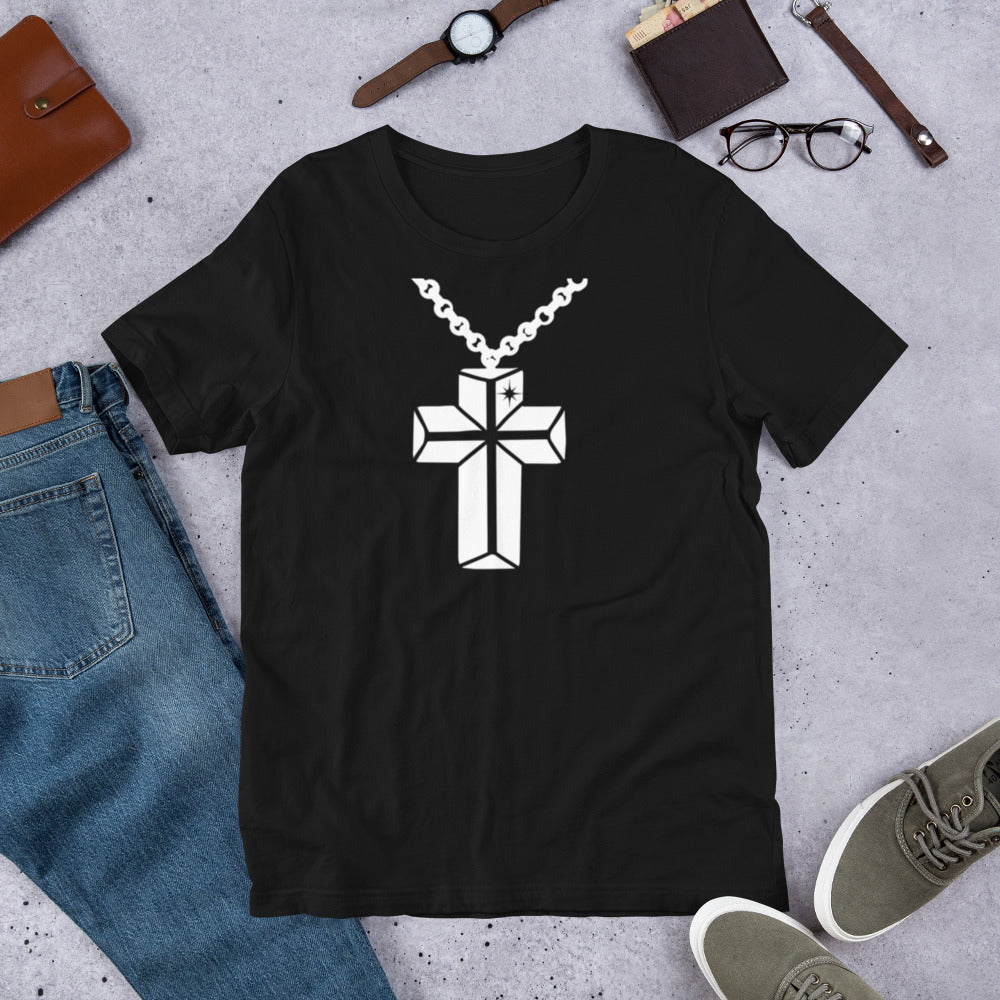 White Cross With Chain Unisex T-Shirt