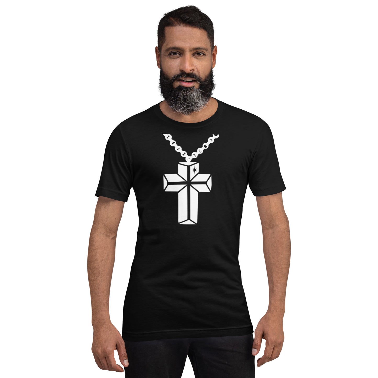 White Cross With Chain Unisex T-Shirt