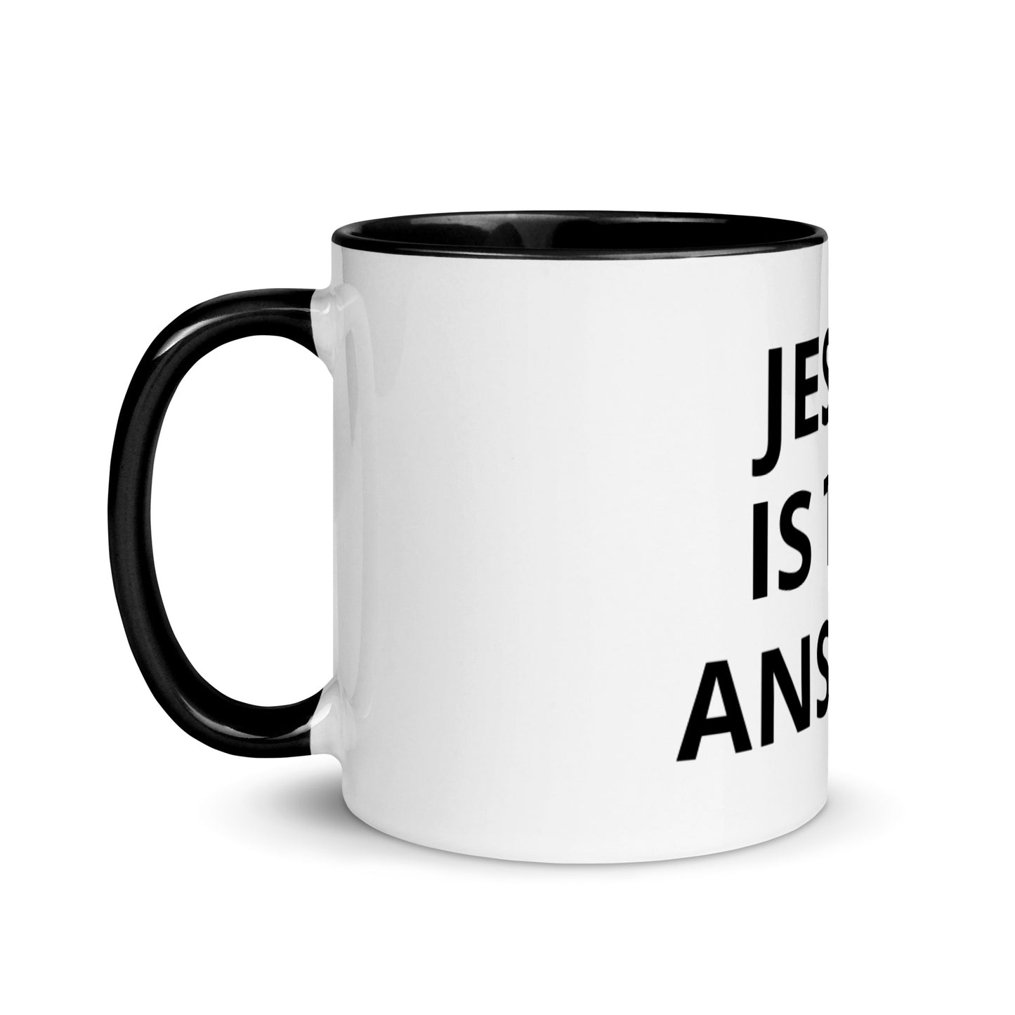Jesus Is The Answer White Ceramic Mug with Color Inside
