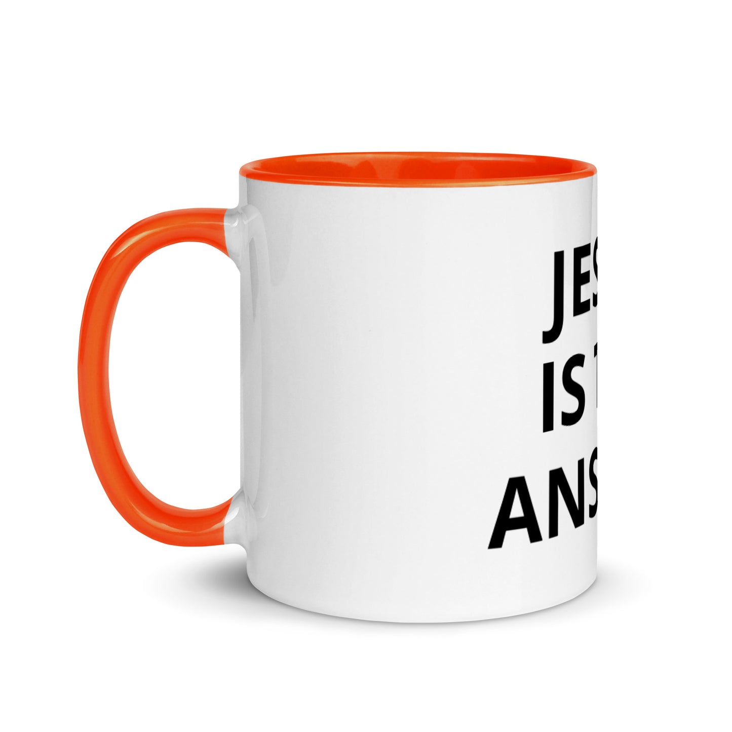 Jesus Is The Answer White Ceramic Mug with Color Inside